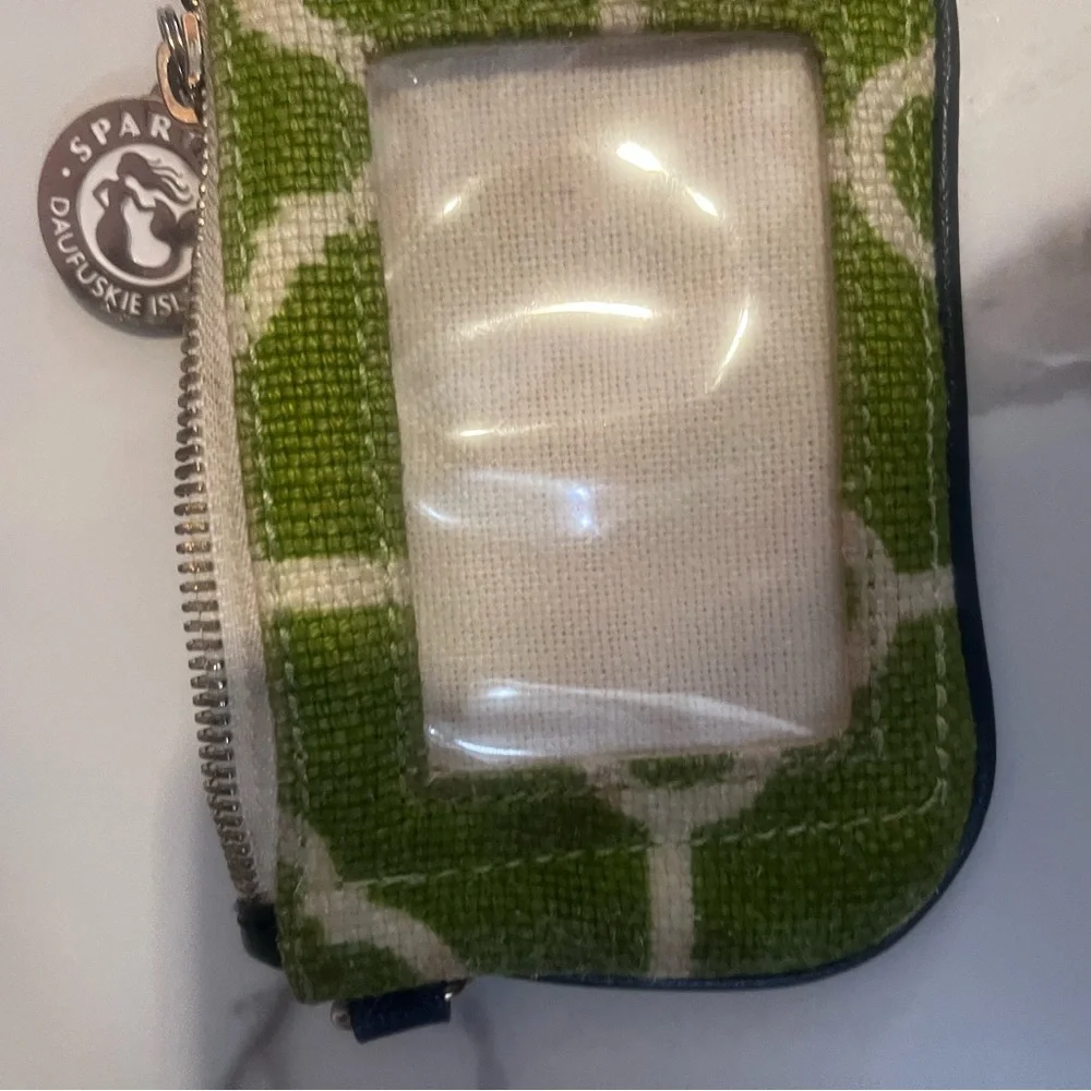 Spartina 449 Green Trellis ID Wallet Coin Purse Coastal Preppy - Picture 7 of 9